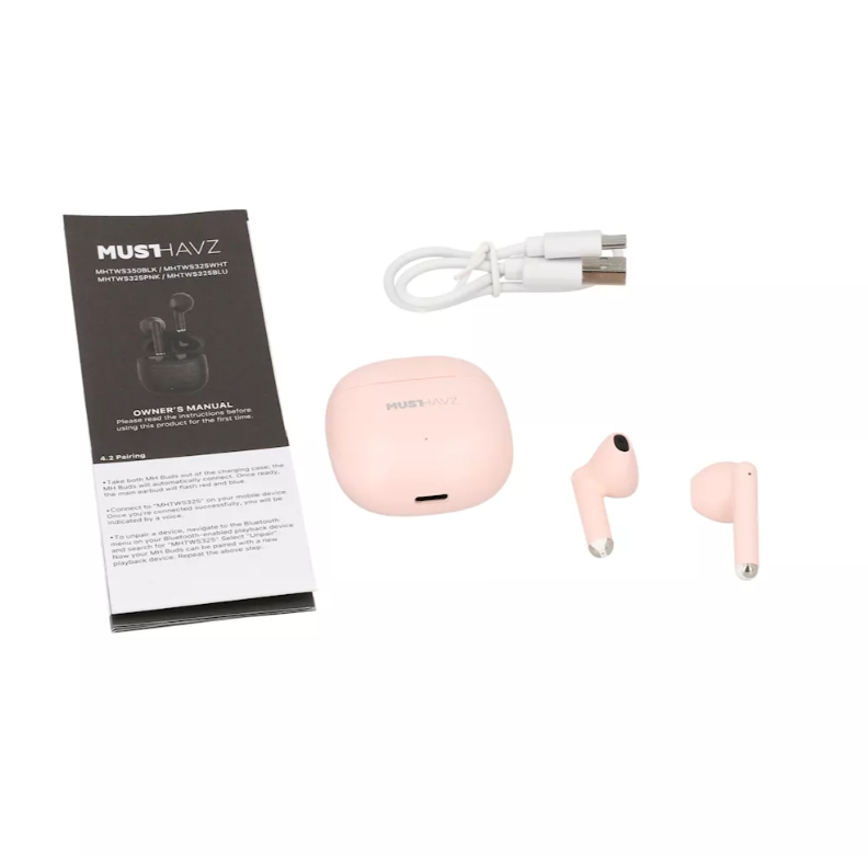Ασύρματα Ακουστικά με Θήκη Φόρτισης Musthavz True Wireless Lite Ροζ