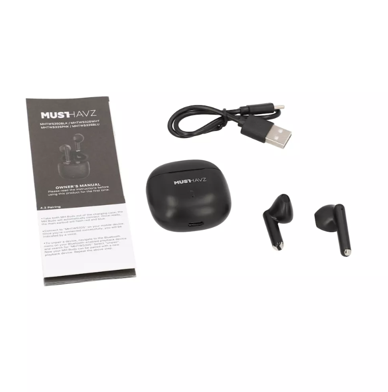 Ασύρματα Ακουστικά με Θήκη Φόρτισης Musthavz True Wireless Lite Μαύρα