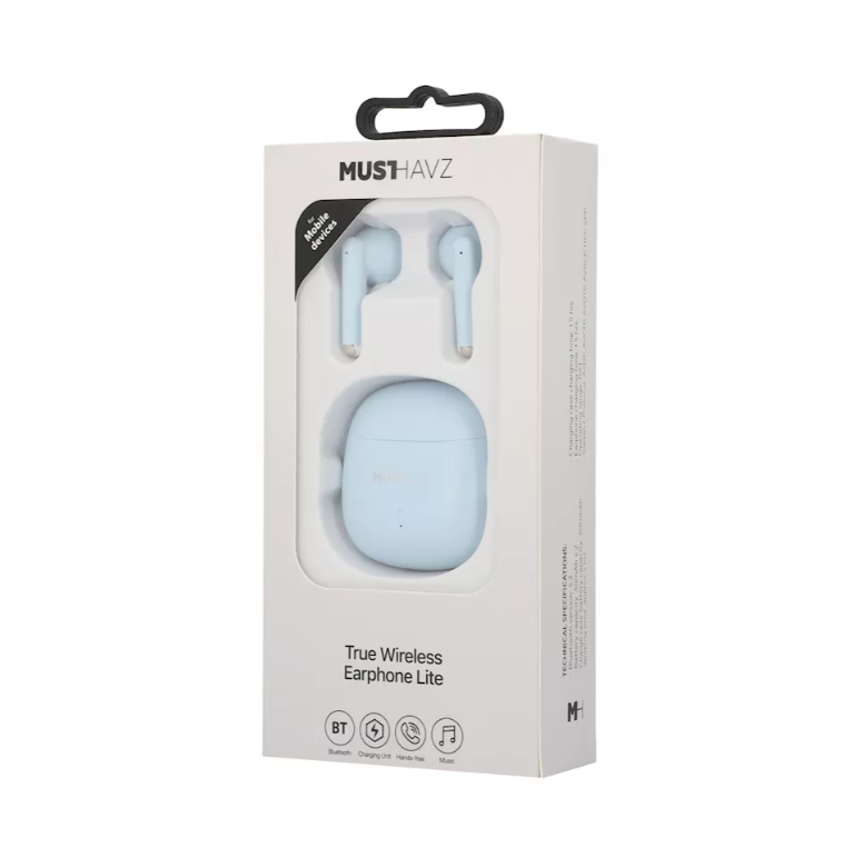 Ασύρματα Ακουστικά με Θήκη Φόρτισης Musthavz True Wireless Lite Γαλάζιο