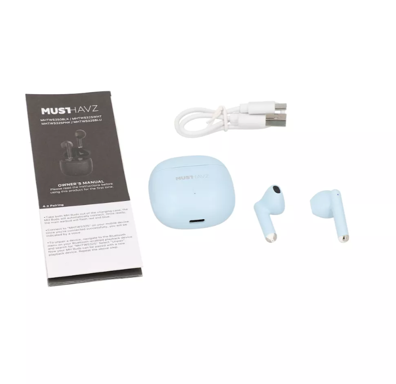 Ασύρματα Ακουστικά με Θήκη Φόρτισης Musthavz True Wireless Lite Γαλάζιο