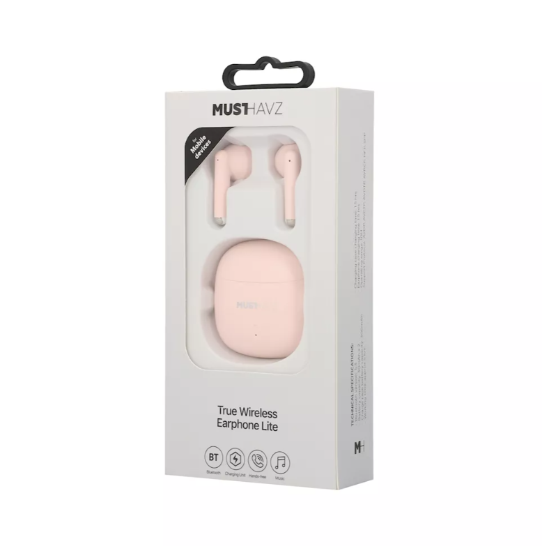 Ασύρματα Ακουστικά με Θήκη Φόρτισης Musthavz True Wireless Lite Ροζ