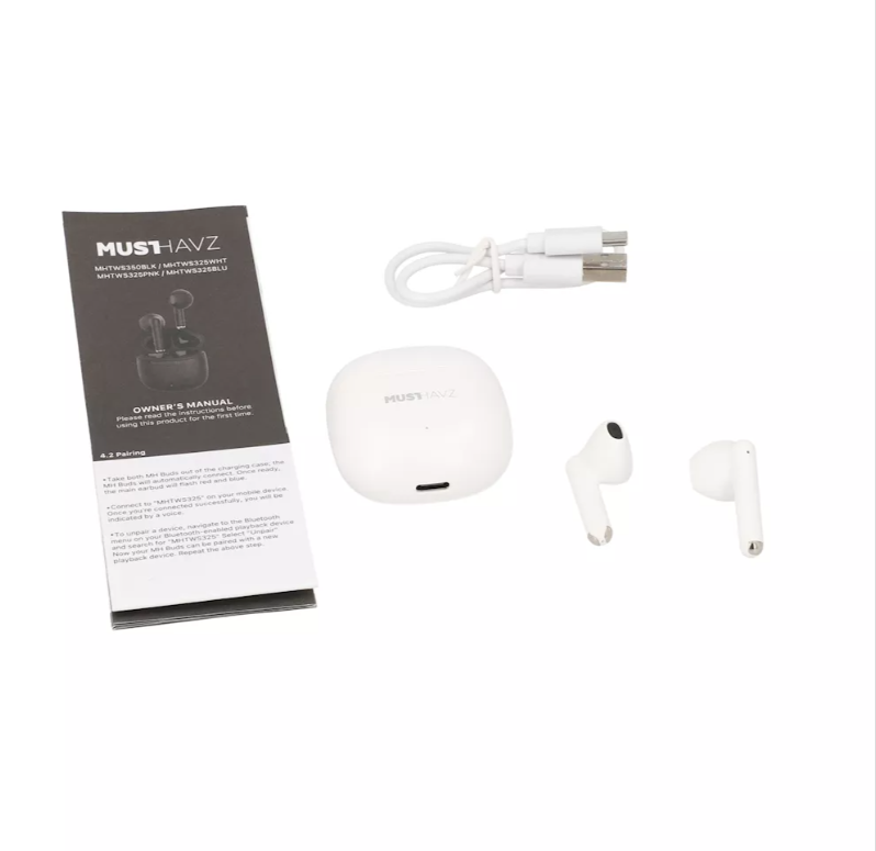 Ασύρματα Ακουστικά με Θήκη Φόρτισης Musthavz True Wireless Lite Λευκά