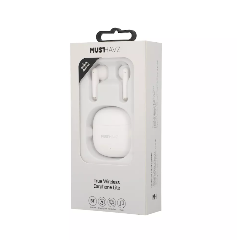 Ασύρματα Ακουστικά με Θήκη Φόρτισης Musthavz True Wireless Lite Λευκά