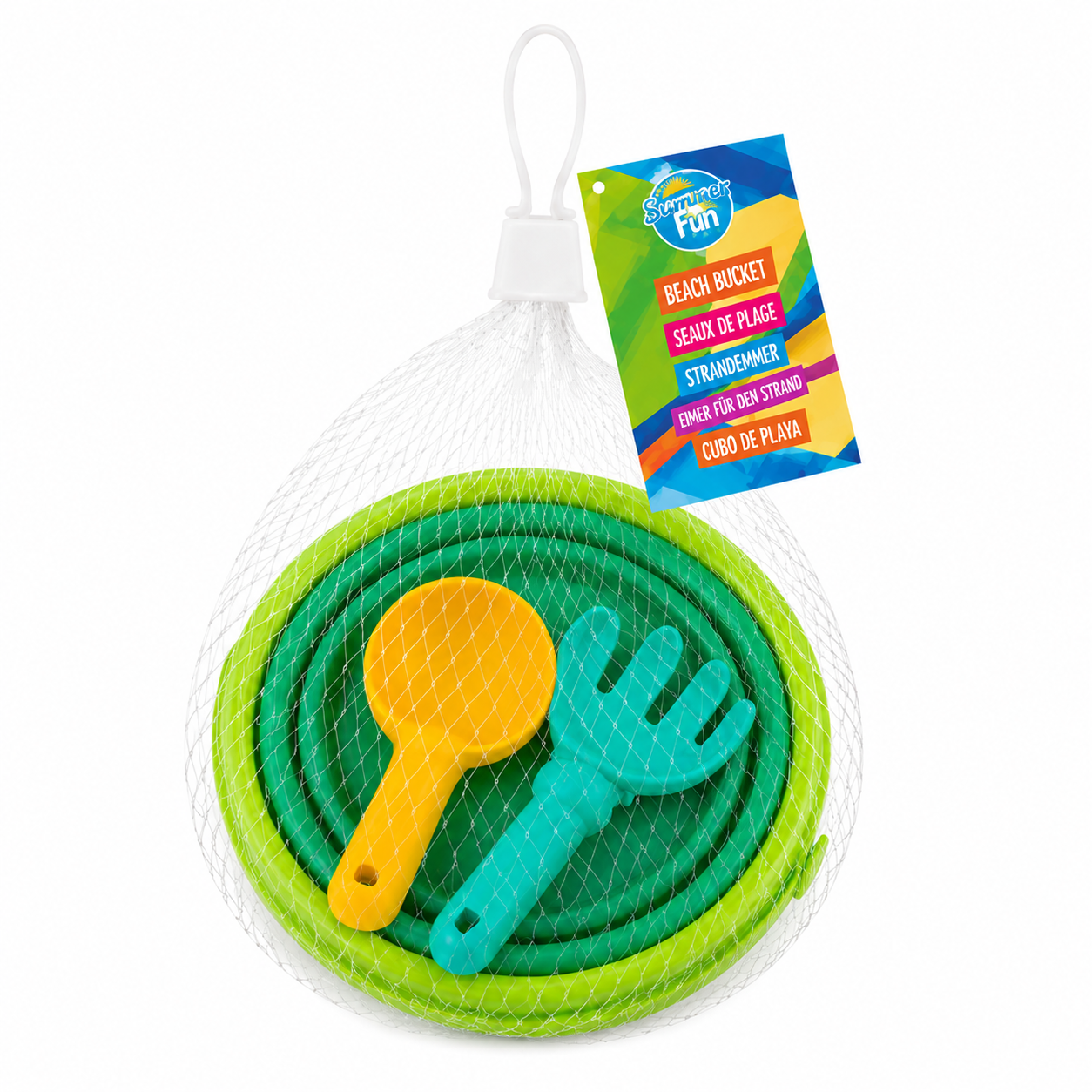 EDDY TOYS Πτυσσόμενο Κουβαδάκι Παραλίας με Φτυαράκι & Τσουγκράνα 15x15cm