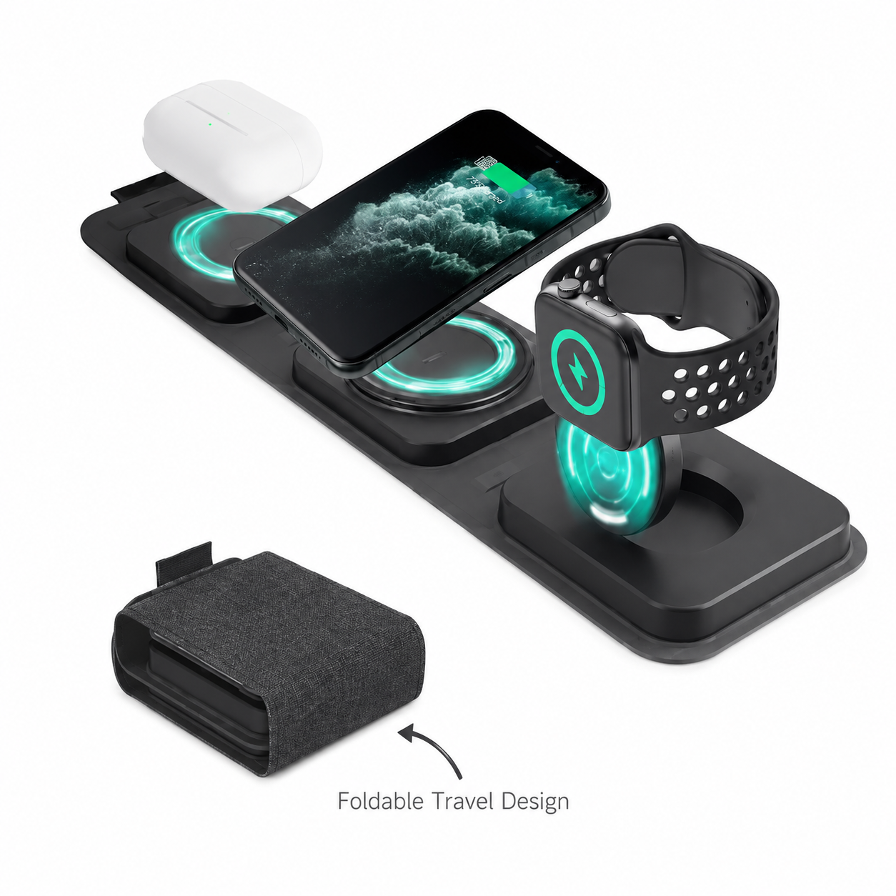Musthavz MagTrio Fold Ασύρματος Φορτιστής Qi Pad 3 σε 1