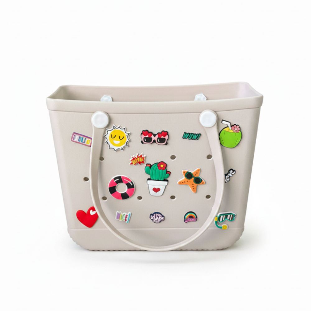 Pin Bag Τσάντα Θαλάσσης 38 x 13 x32cm Μπεζ με 6 Pins