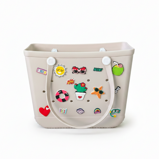 Pin Bag Τσάντα Θαλάσσης 38 x 13 x32cm Μπεζ με 6 Pins