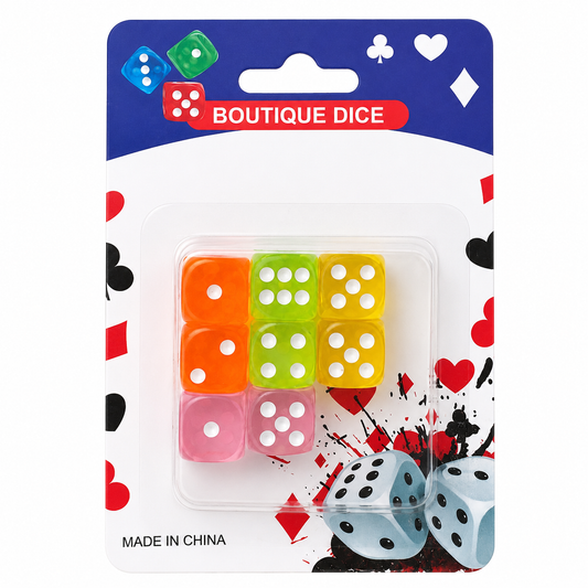 Ζάρια Boutique Dice Πολύχρωμα 1,5cm  Σετ 8 τμχ