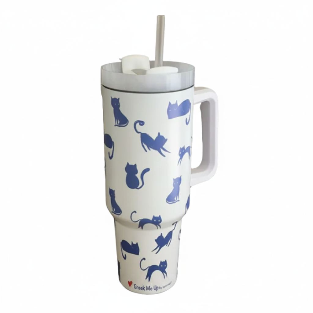 Θερμός Tumbler Ανοξείδωτος Greek Me Up 1.2lt Blue Cats