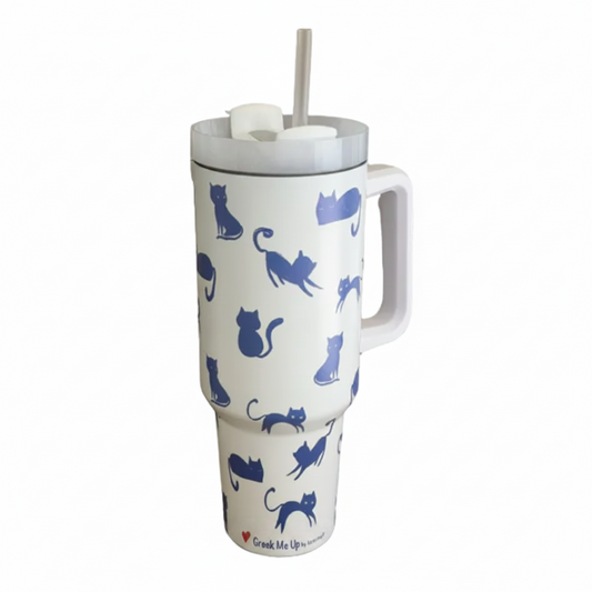 Θερμός Tumbler Ανοξείδωτος Greek Me Up 1.2lt Blue Cats