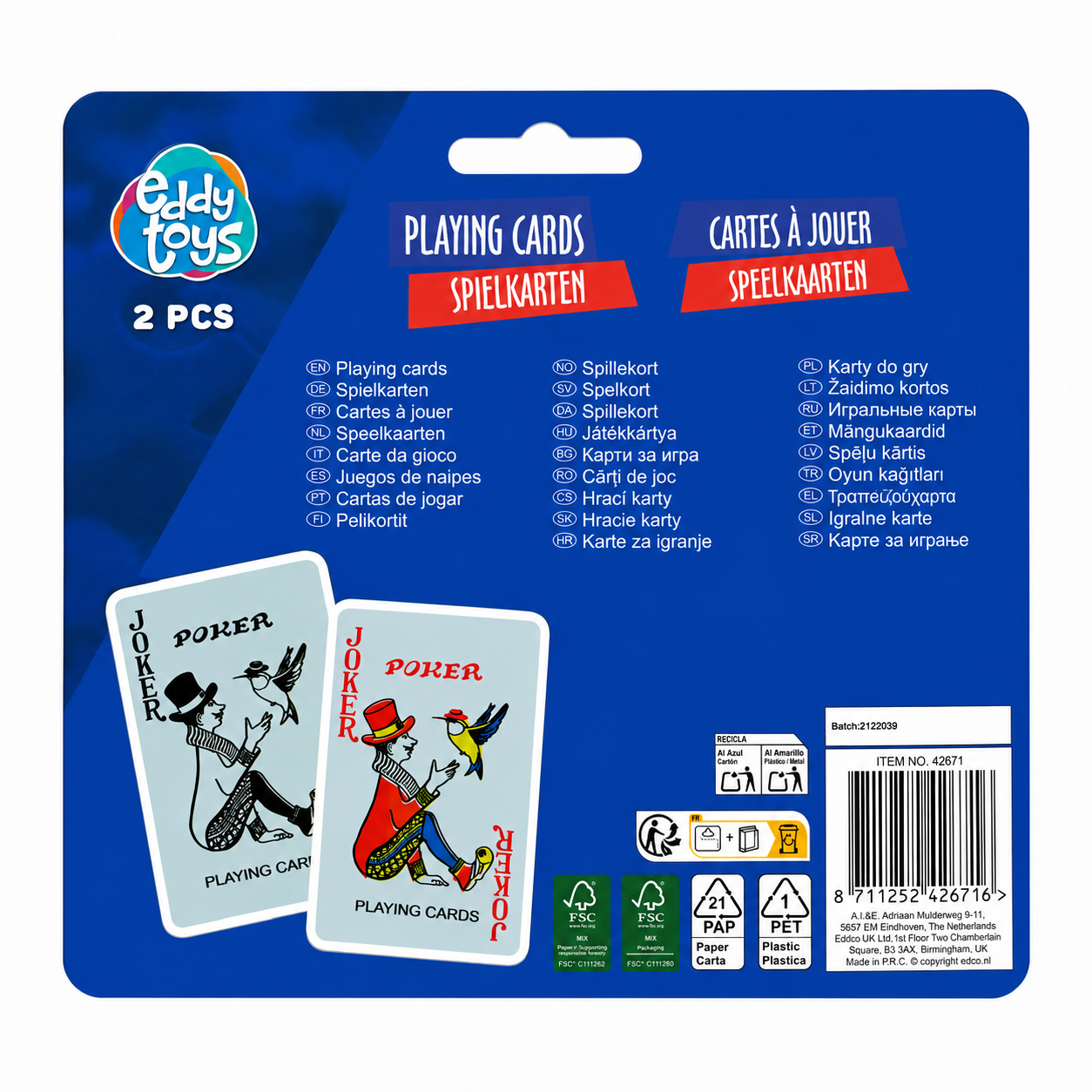 Κλασικές Τράπουλες Eddy Toys Σετ 2 τμχ
