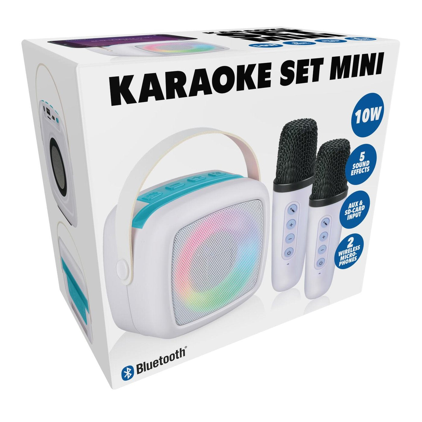 Mini Karaoke Set με Ηχείο και 2 Ασύρματα Μικρόφωνα Γαλάζιο