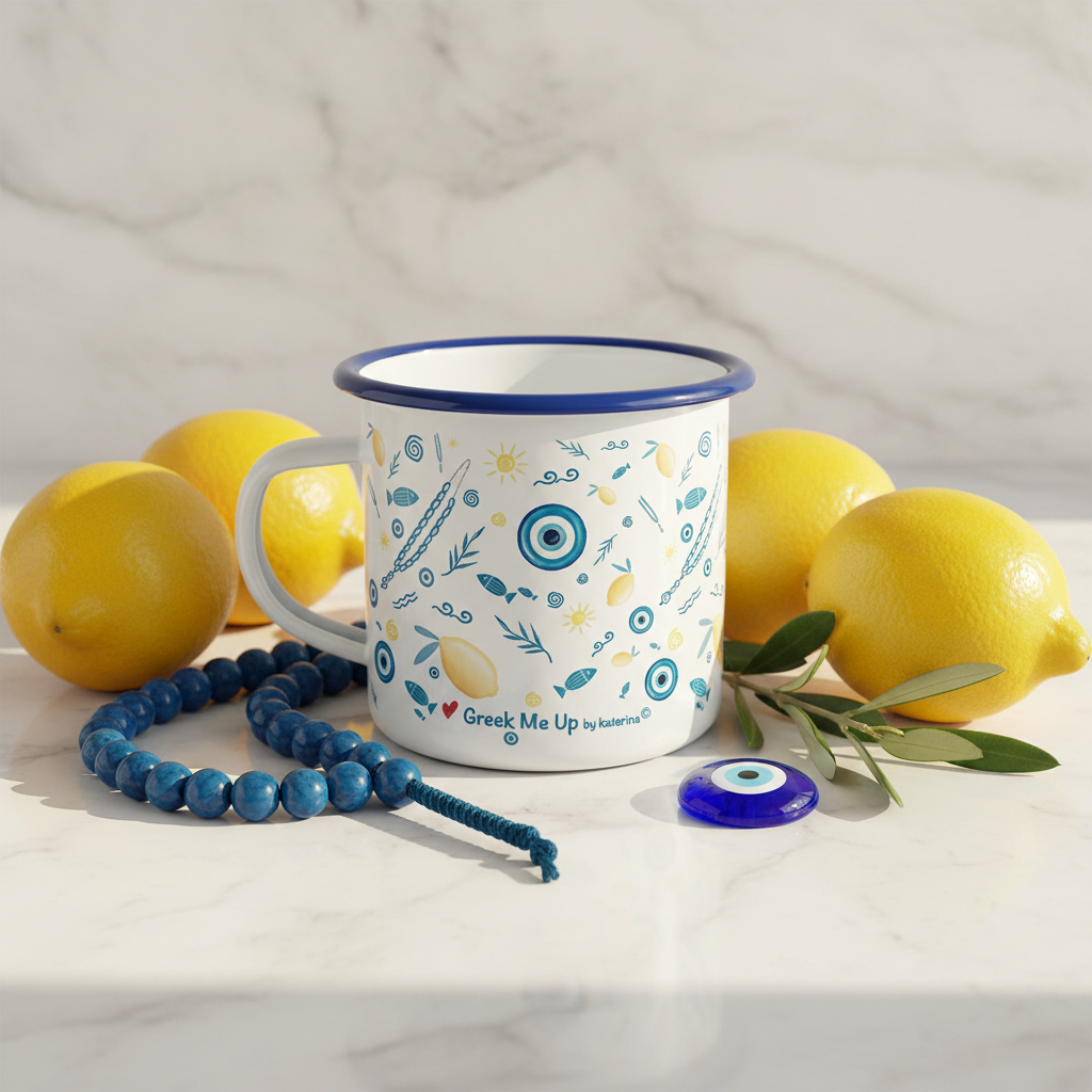 Lifestyle photo - Greece Enamel Mug