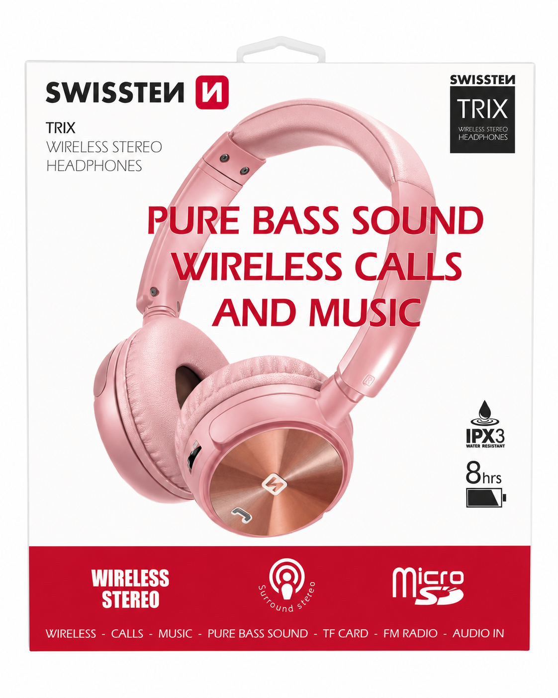 Ασύρματα Ακουστικά Bluetooth SWISSTEN TRIX Ροζ